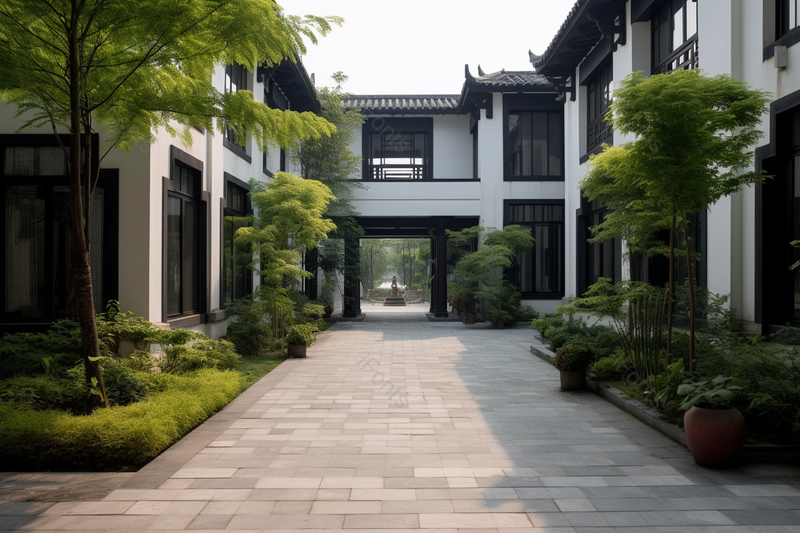 新中式别墅样板间中庭庭院设计,高清,摄影图,摄影图片,图片大全,摄影图免费下载